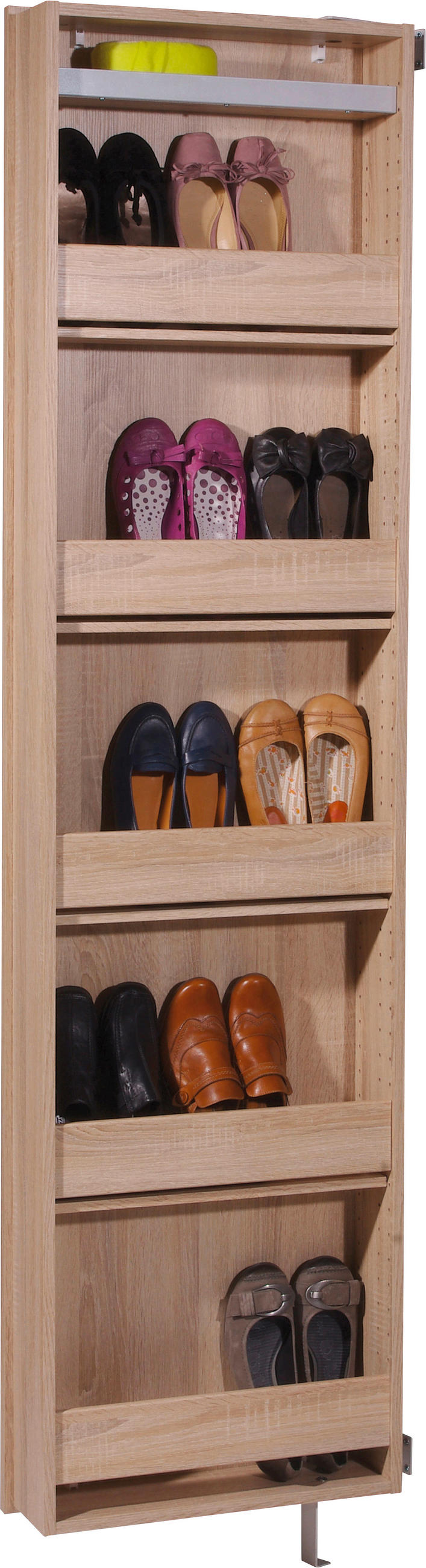 SCHUHSCHRANK  in 50/195/18 cm  - Sonoma Eiche, Design, Glas/Holzwerkstoff (50/195/18cm) - Xora