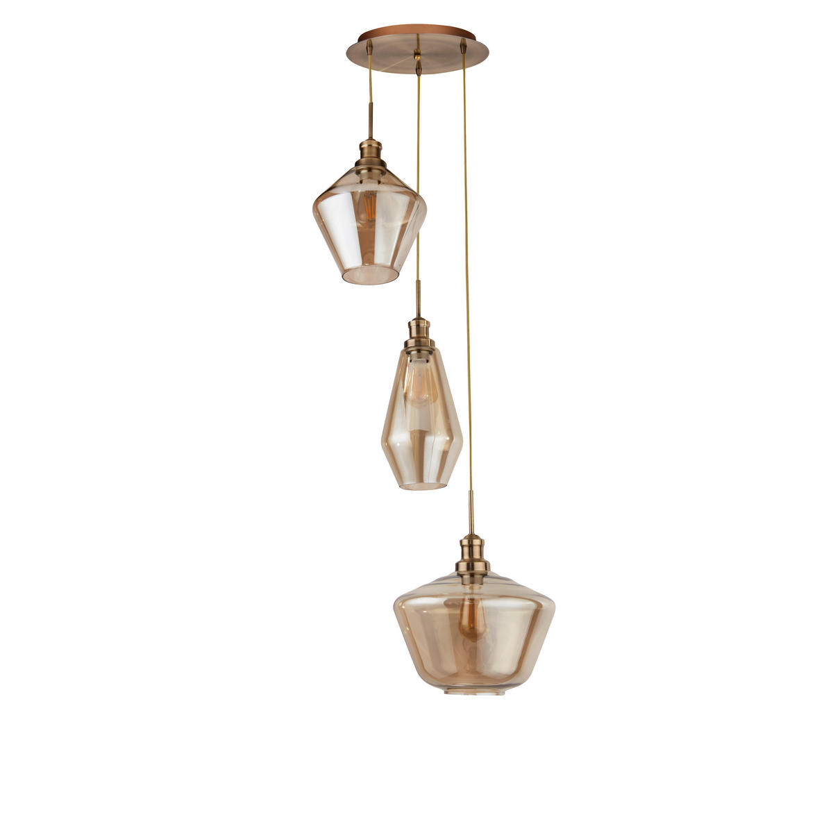 HÄNGLAMPA Mia 51/150 cm  - champagne/mässingsfärgad, Design, metall/glas (51/150cm)