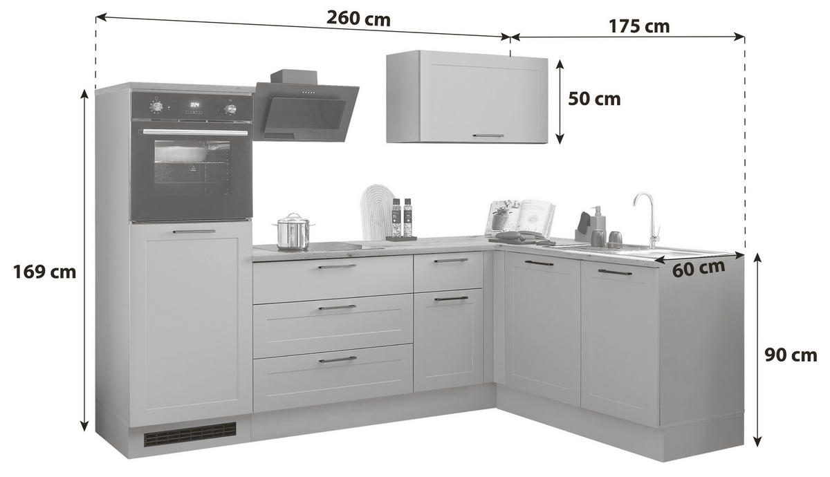 ECKKÜCHE 260/175 cm  in Grün, Eiche Artisan  - Schwarz/Eiche Artisan, Design, Holzwerkstoff/Metall (260/175cm) - MID.YOU