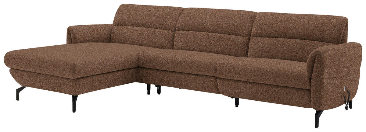 ECKSOFA in Chenille Kupferfarben  187/299 cm  - Schwarz/Kupferfarben, Design, Textil/Metall (187/299cm) - Schöner Wohnen