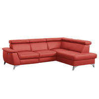 ECKSOFA Rot Echtleder Lederlook  - Chromfarben/Rot, Design, Leder/Textil (257/197cm) - Livetastic