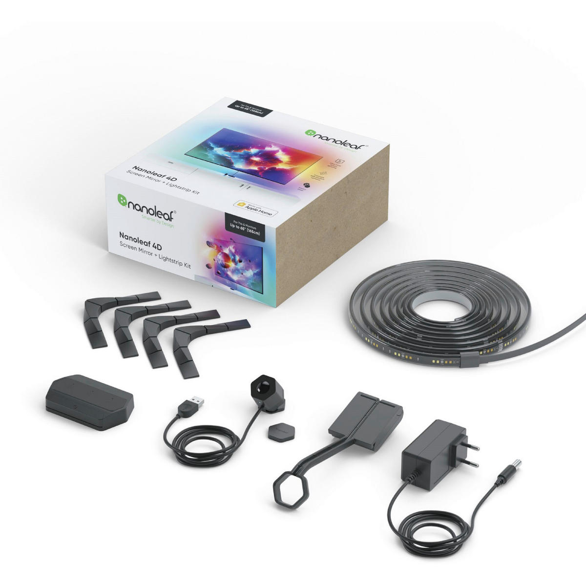 4D MIRROR+LIGHT STRIP KIT 65"  400 cm  - Schwarz, Basics, Kunststoff (400cm) - NANOLEAF