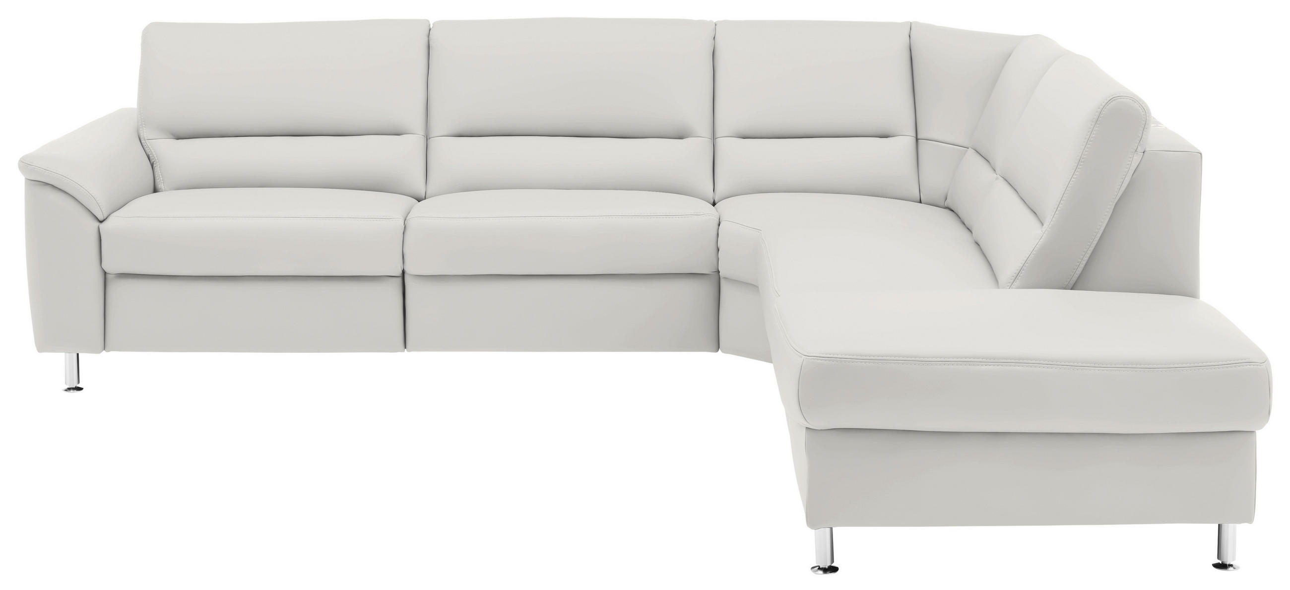 ECKSOFA in Echtleder Weiss  - Weiss/Alufarben, Konventionell, Leder/Metall (290/249cm) - Beldomo Premium