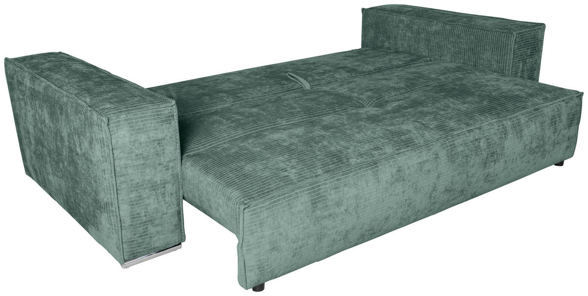 BIGSOFA in Flachgewebe Grün  - Chromfarben/Grün, KONVENTIONELL, Textil/Metall (256/68/122cm) - Carryhome