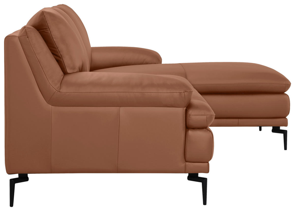 ECKSOFA Cognac Echtleder  - Cognac/Schwarz, Design, Leder (248/158cm) - MID.YOU