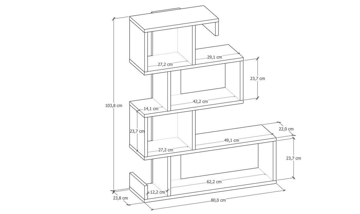 REGAL  80/103,8/23,8 cm Anthrazit, Eichefarben  - Eichefarben/Anthrazit, Design, Holzwerkstoff (80/103,8/23,8cm) - MID.YOU