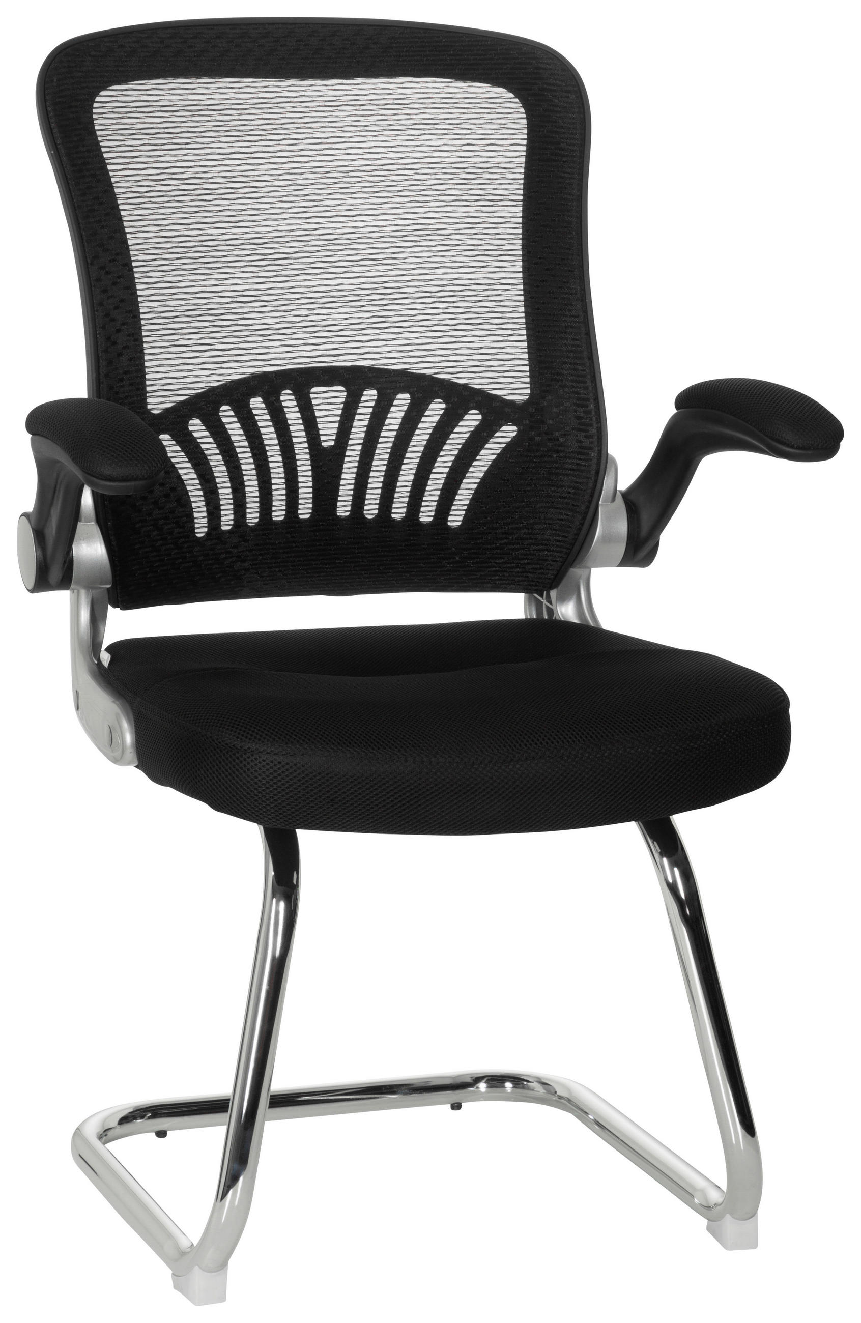 BESUCHERSTUHL  in Netzbespannung, Flachgewebe Schwarz  - Chromfarben/Schwarz, MODERN, Textil/Metall (64/103/64cm) - MID.YOU