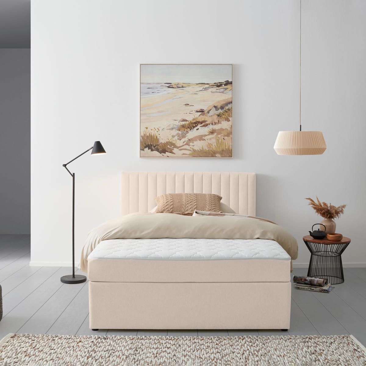 BOXBETT 140/200 cm  in Creme  - Creme, Modern, Holz/Textil (140/200cm) - MID.YOU