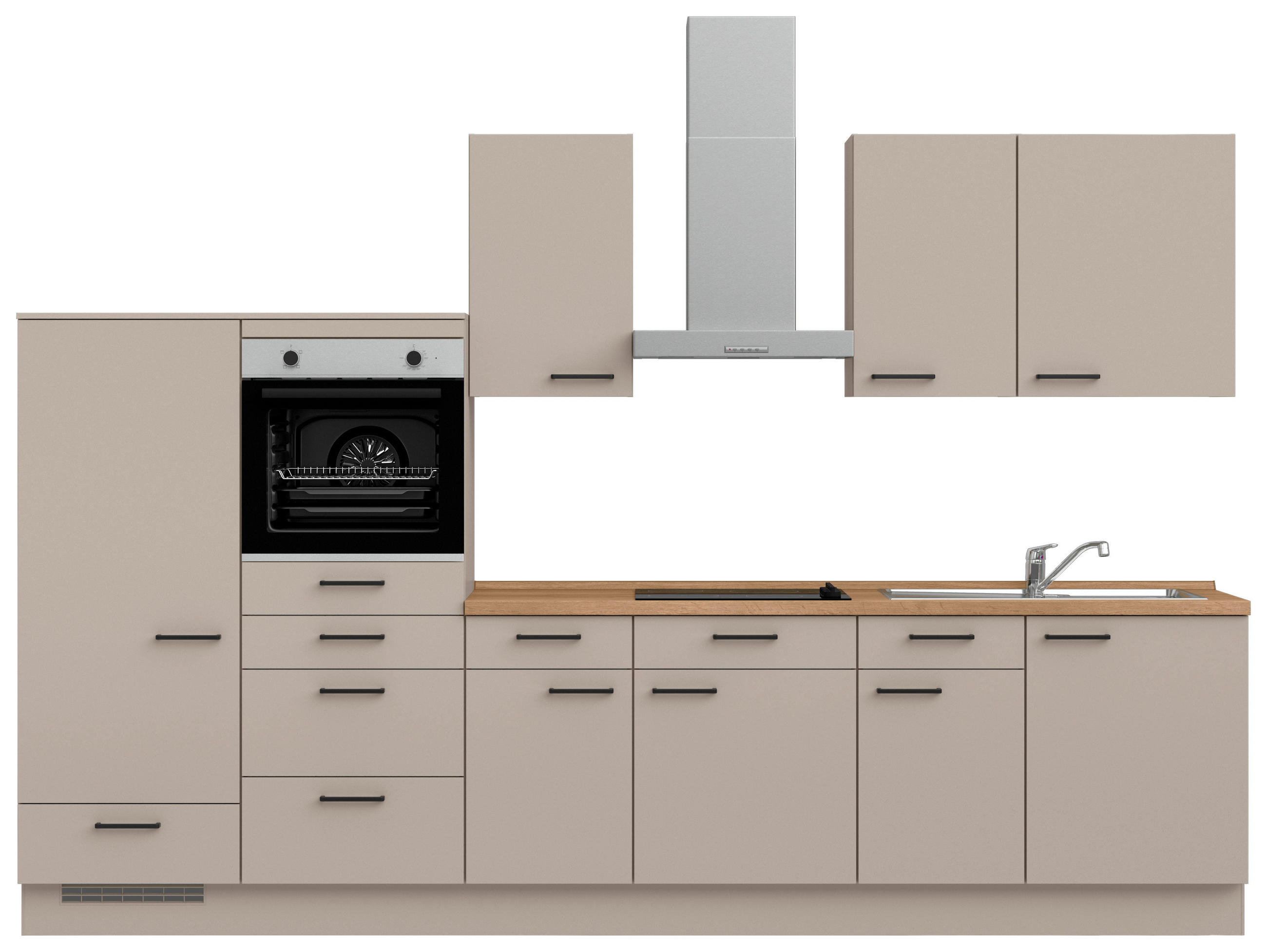KÜCHENBLOCK Easytouch 330 cm  in Eichefarben, Sandfarben  - Sandfarben/Eichefarben, MODERN, Holzwerkstoff/Metall (330cm) - Nobilia