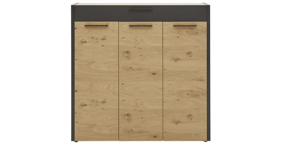 SCHUHSCHRANK 127/126/37 cm - Eichefarben/Schwarz, Design, Holz/Metall (127/126/37cm) - Dieter Knoll