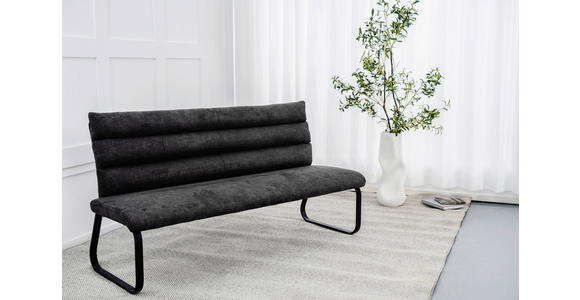 SITZBANK 180/94,5/70 cm Webstoff Anthrazit  - Anthrazit/Schwarz, Design, Textil/Metall (180/94,5/70cm) - Novel