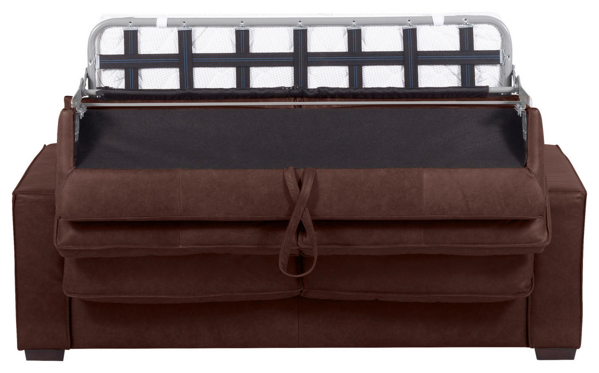 SCHLAFSOFA in Echtleder Braun  - Dunkelbraun/Braun, Design, Leder/Holz (203/85/99cm) - MID.YOU