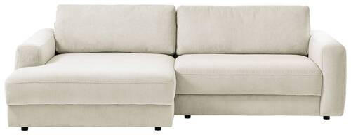 ECKSOFA in Cord Creme  - Creme/Schwarz, Modern, Textil (176/250cm) - Trendmanufaktur