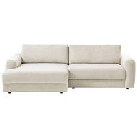 ECKSOFA in Cord Creme  - Creme/Schwarz, Modern, Textil (176/250cm) - Trendmanufaktur