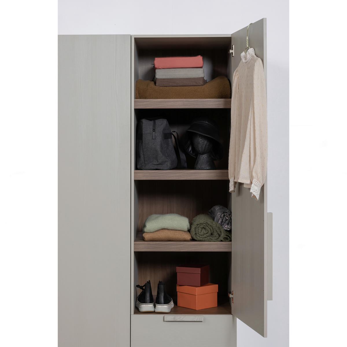 DREHTÜRENSCHRANK 55/210/58 cm 1-türig Grau  - Grau, Design, Holz (55/210/58cm) - Livetastic