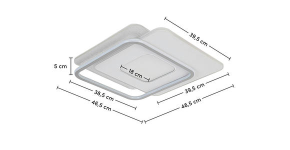 DECKENLEUCHTE    46,5/48,5/5 cm  - Chromfarben/Alufarben, Trend, Kunststoff/Metall (46,5/48,5/5cm) - Novel