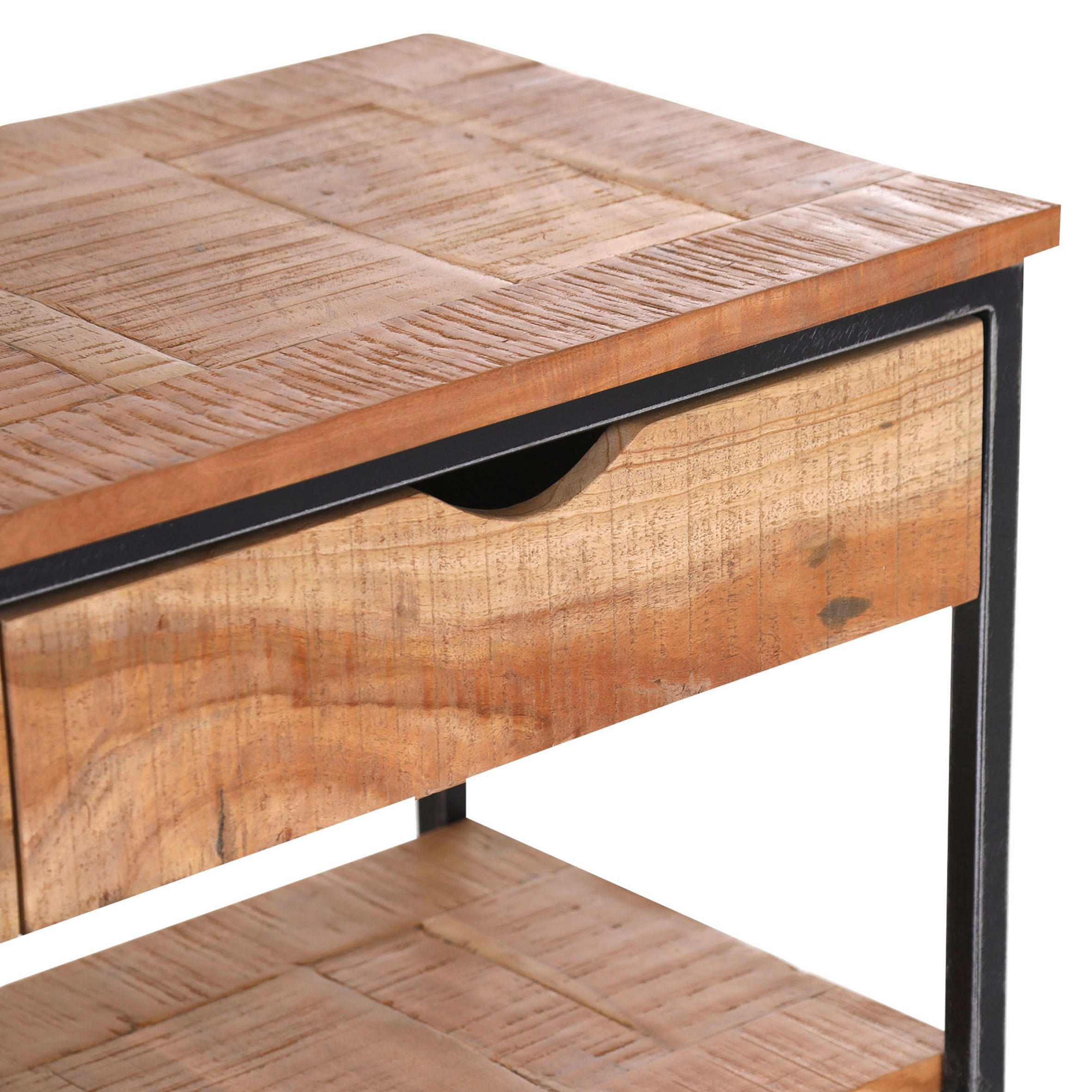 NÍZKÁ KOMODA, recyklované dřevo, přírodní barvy, 140/50/40 cm - černá/přírodní barvy, Trend, kov/dřevo (140/50/40cm) - Livetastic