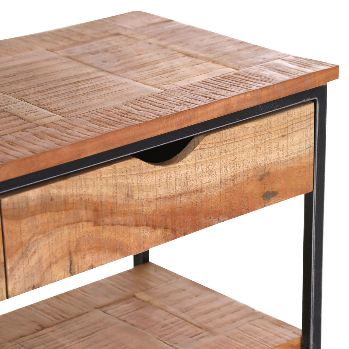 NÍZKÁ KOMODA, recyklované dřevo, přírodní barvy, 140/50/40 cm - černá/přírodní barvy, Trend, kov/dřevo (140/50/40cm) - Livetastic