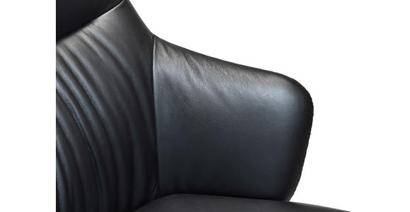 DREHSTUHL Schwarz  - Alufarben/Schwarz, Design, Leder/Kunststoff (61/100-107,5/64cm) - Novel