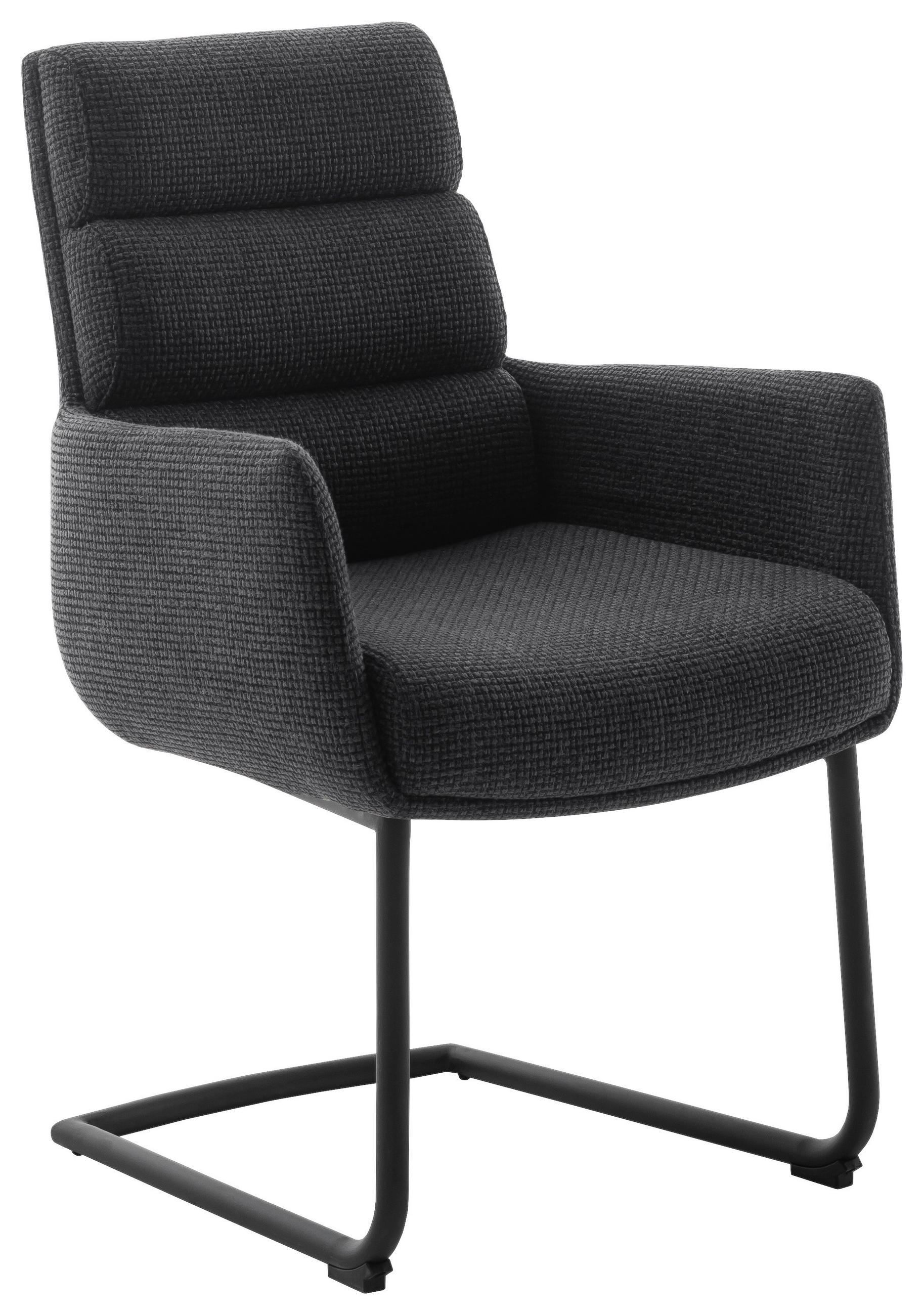 ARMLEHNSTUHL  in Stahl Webstoff  - Anthrazit/Schwarz, Design, Textil/Metall (61/90/64cm) - Dieter Knoll