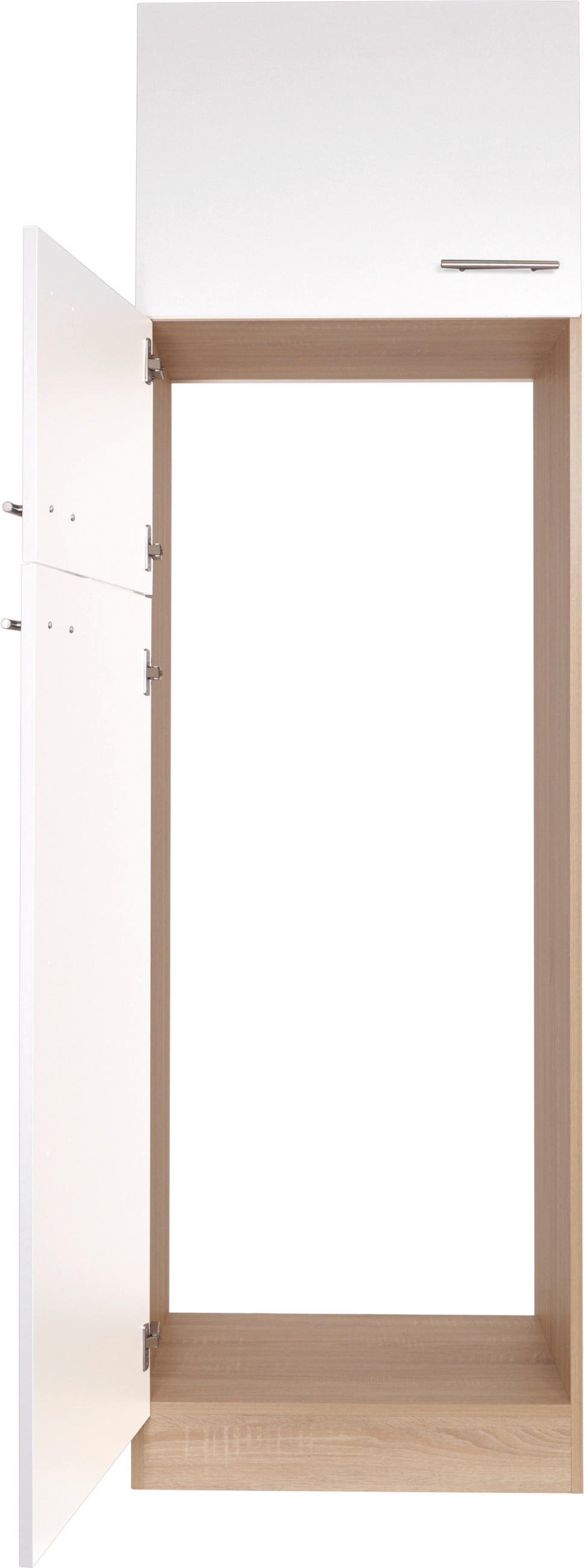 GERÄTEUMBAUSCHRANK 60/200/60 cm  in Weiß, Eichefarben  - Eichefarben/Silberfarben, Basics, Holzwerkstoff/Metall (60/200/60cm) - Respekta
