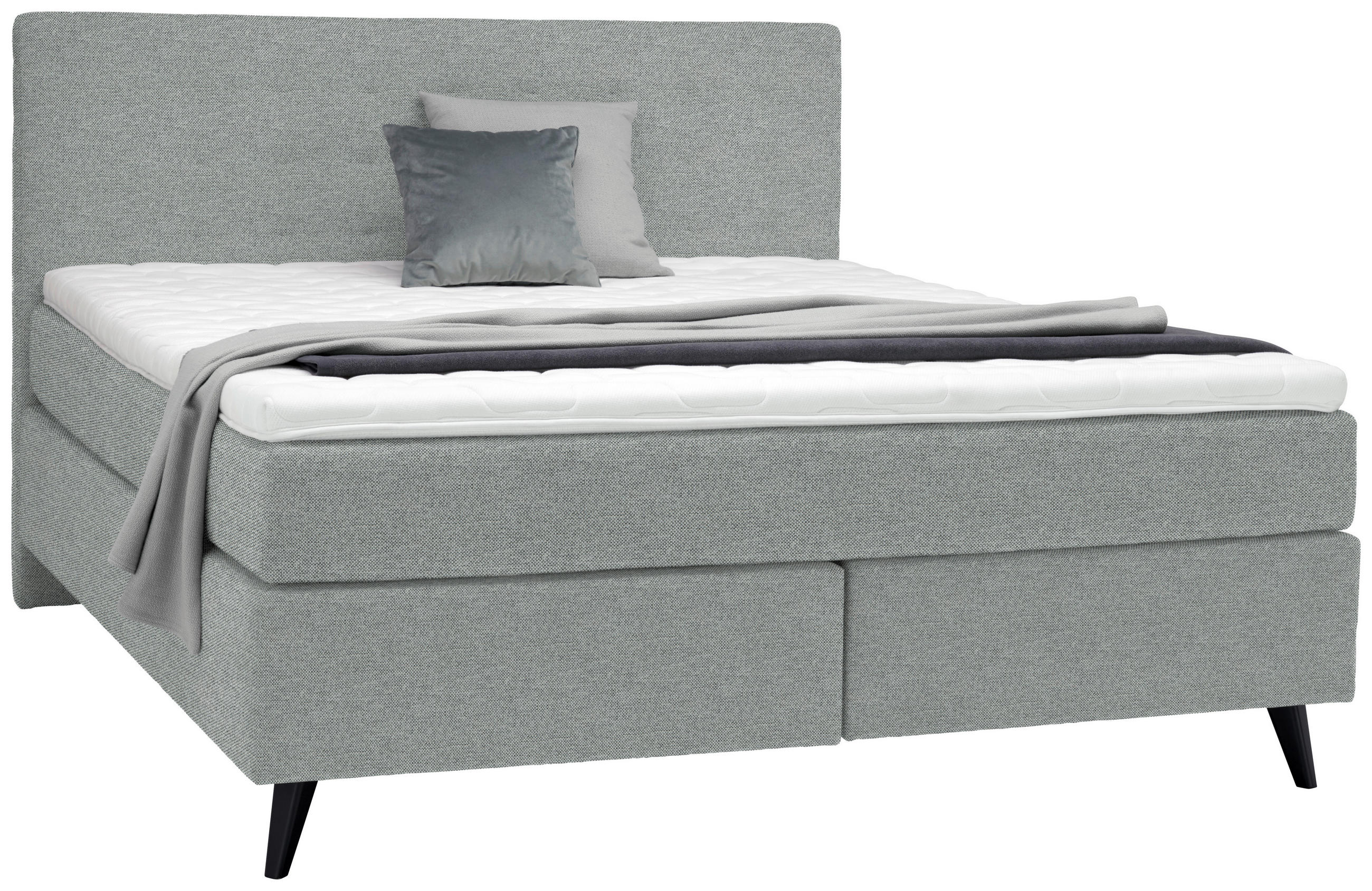 BOXSPRINGBETT 180/200 cm  in Grau  - Schwarz/Grau, Konventionell, Holz/Textil (180/200cm) - Voleo