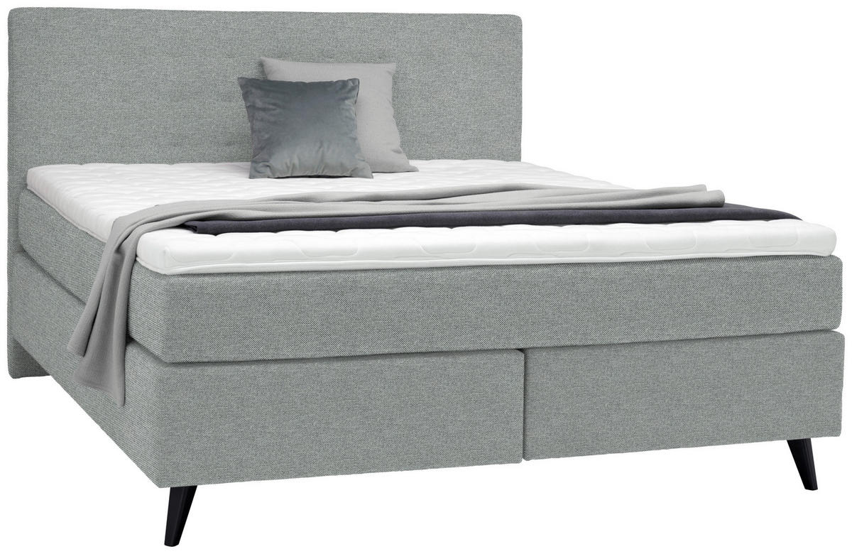 BOXSPRINGBETT 180/200 cm  in Grau  - Schwarz/Grau, KONVENTIONELL, Holz/Textil (180/200cm) - Voleo