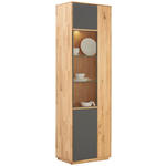 VITRINE  in massiv Wildeiche Anthrazit, Eichefarben - Eichefarben/Anthrazit, Design, Glas/Holz (61/205/40cm) - Waldwelt