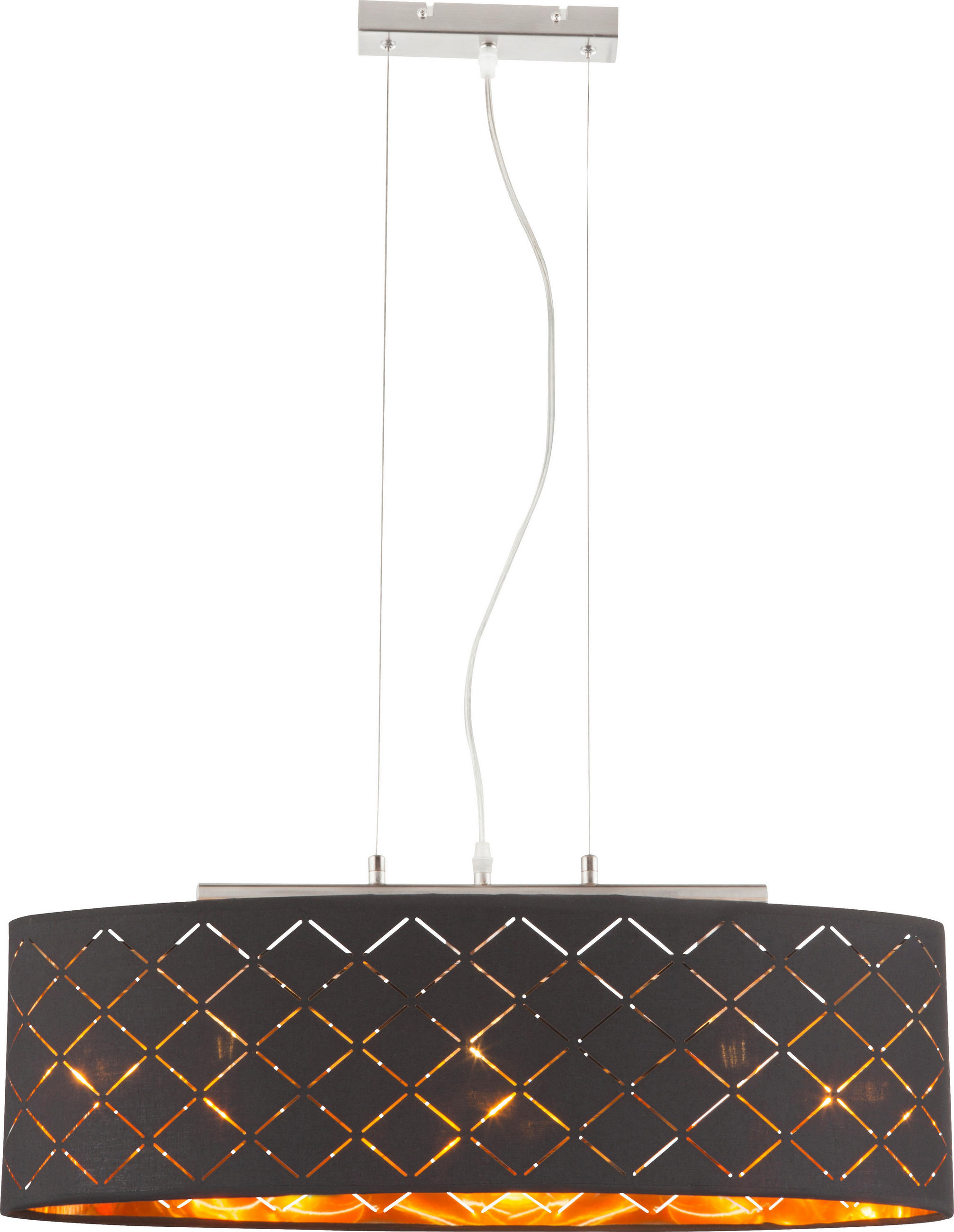 HÄNGELEUCHTE 65/25/140 cm   - Goldfarben/Schwarz, Basics, Textil/Metall (65/25/140cm) - Globo