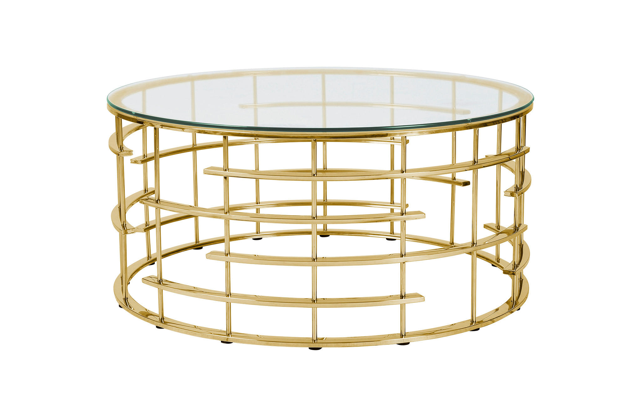 COUCHTISCH Sicherheitsglas 90/90/42 cm rund Goldfarben  - Goldfarben, Design, Glas/Metall (90/90/42cm) - Livetastic