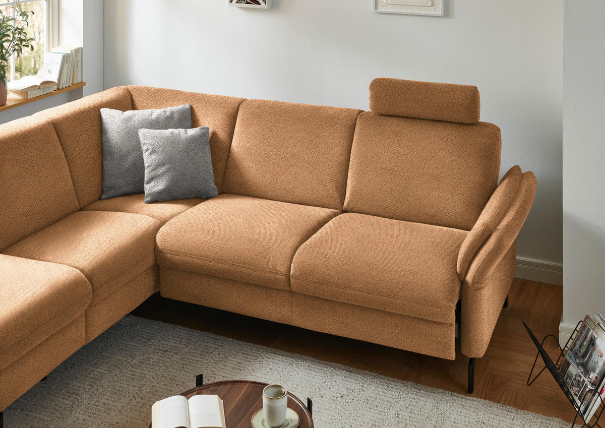 ECKSOFA in Flachgewebe Gelb  - Gelb/Schwarz, Konventionell, Textil/Metall (190/241cm) - Beldomo Comfort