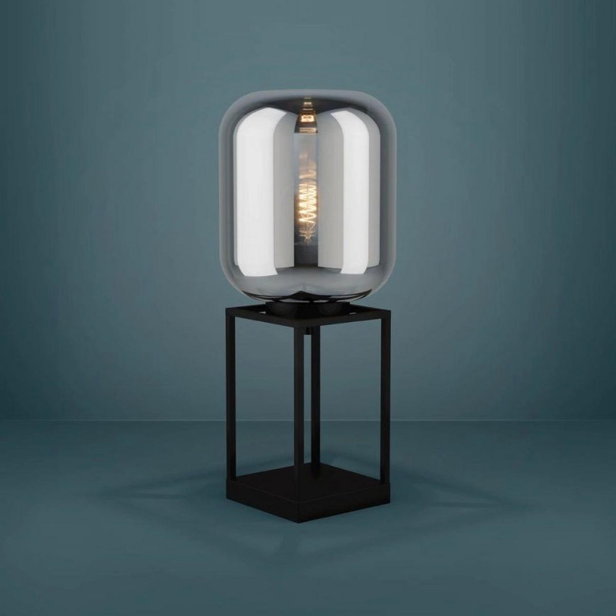 STOLNÍ LAMPA, E27, 25/59/25 cm  - černá, Basics, kov/sklo (25/59/25cm)