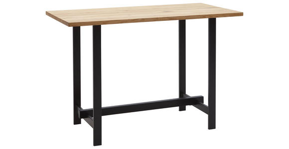 BARTISCH Eiche massiv rechteckig Schwarz, Eichefarben  - Eichefarben/Schwarz, Design, Holz/Metall (140/70/92cm) - Valnatura