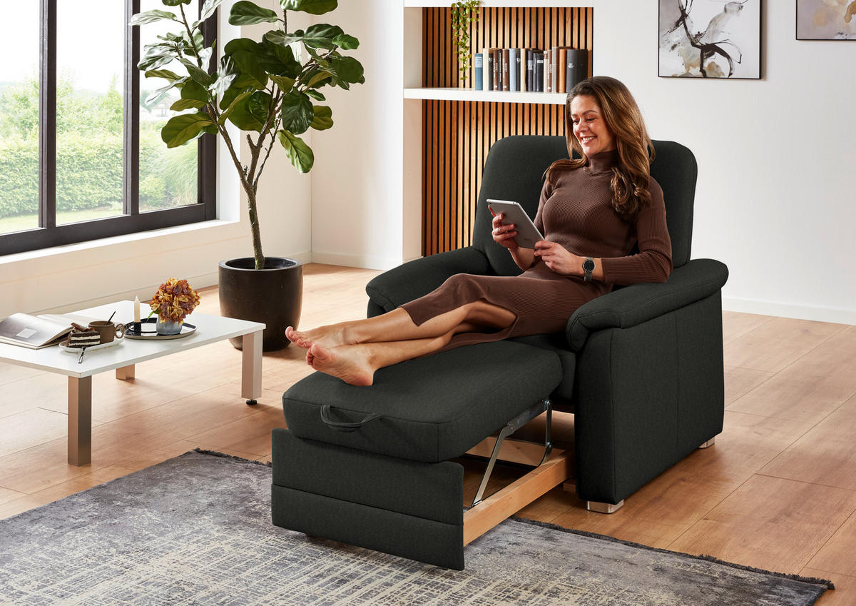 SESSEL Chenille Anthrazit  - Anthrazit/Alufarben, Konventionell, Textil/Metall (88/96/89cm) - Beldomo Comfort