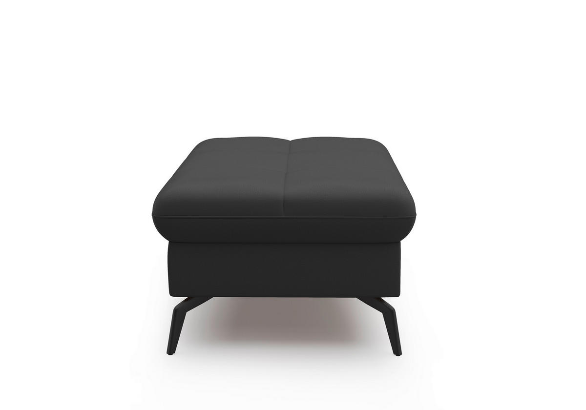 HOCKER in Leder Schwarz  - Schwarz, Konventionell, Leder/Metall (102/47/69cm) - Sit & More