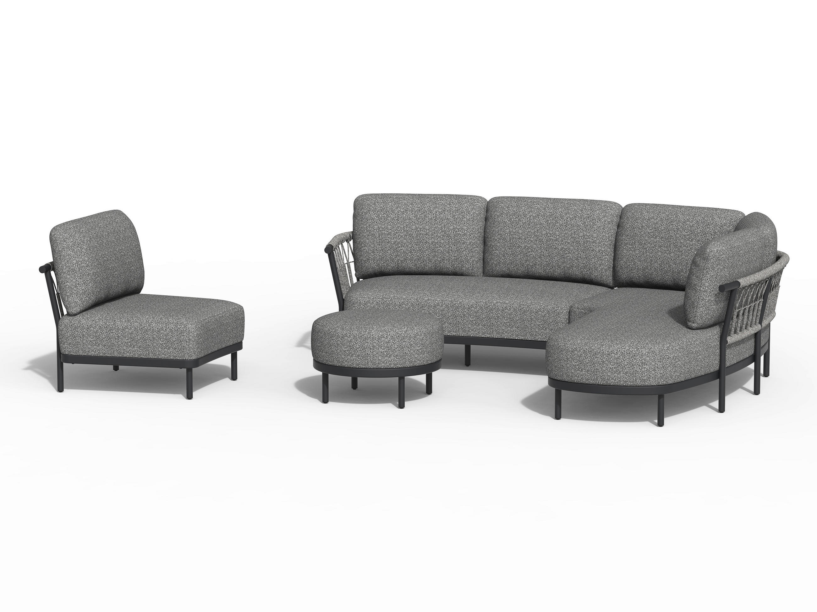 LOUNGEGARNITUR  - Grau, Basics, Textil/Metall (287/214cm) - Tierra Outdoor