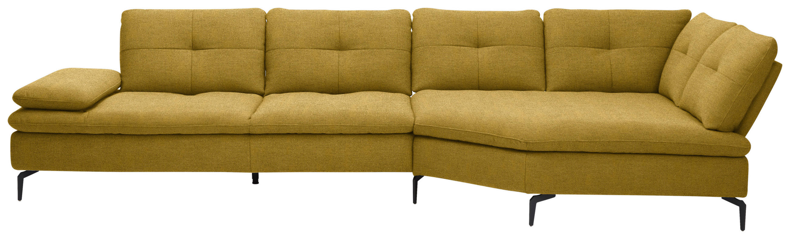 ECKSOFA  in Flachgewebe Hellgrün  344/157 cm  - Schwarz/Hellgrün, Design, Textil/Metall (344/157cm) - Chilliano