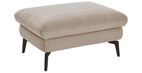 ECKSOFA in Chenille, Mikrofaser Ecru 299/157 cm - Ecru/Schwarz, Design, Textil/Metall (299/157cm) - Dieter Knoll