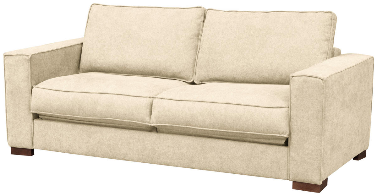 SCHLAFSOFA Webstoff Creme  - Dunkelbraun/Creme, Design, Holz/Textil (203/85/99cm) - MID.YOU