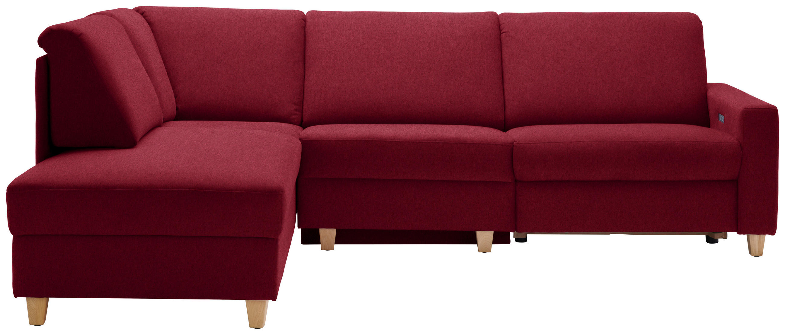 ECKSOFA in Flachgewebe Rot  203/261 cm  - Eichefarben/Rot, KONVENTIONELL, Holz/Textil (203/261cm) - Sedda