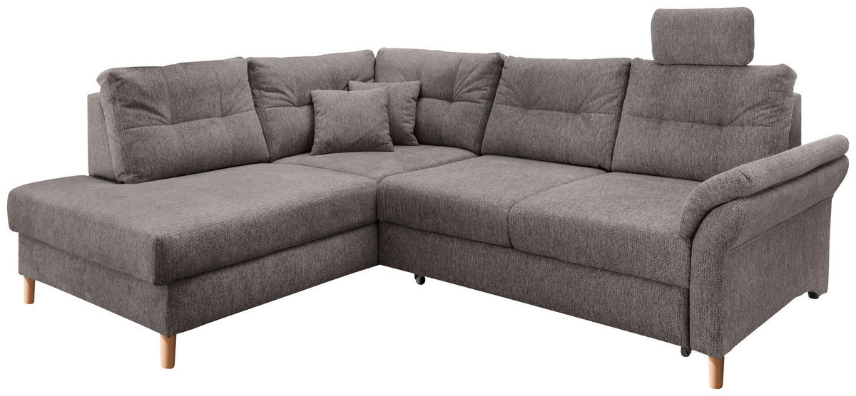 ECKSOFA in Chenille Graubraun  - Graubraun/Naturfarben, Modern, Holz/Textil (206/264cm) - Livetastic