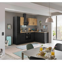 ECKKÜCHE 240/165 cm  in Schwarz, Eiche Artisan  - Chromfarben/Schwarz, Basics, Holzwerkstoff/Metall (240/165cm) - MID.YOU