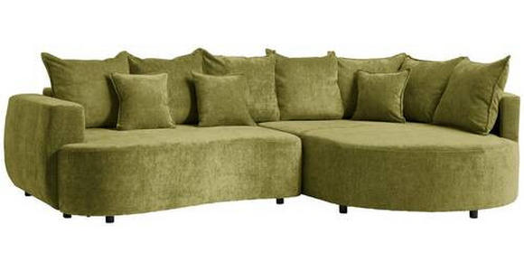 ECKSOFA in Chenille Olivgrün  - Schwarz/Olivgrün, MODERN, Kunststoff/Textil (307/194cm) - Carryhome