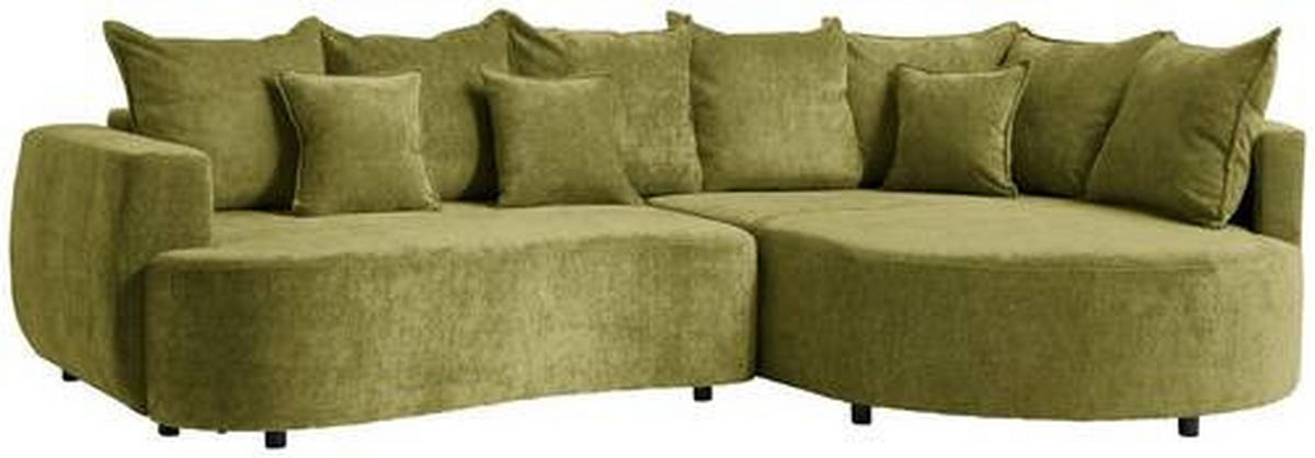 ECKSOFA in Chenille Olivgrün  - Schwarz/Olivgrün, Modern, Kunststoff/Textil (307/194cm) - Carryhome