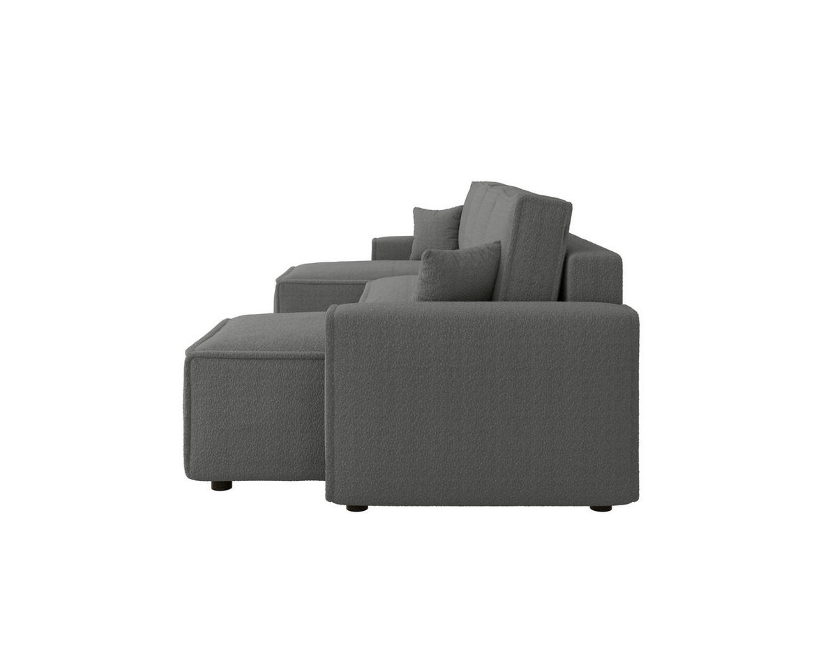 WOHNLANDSCHAFT Dunkelgrau Bouclé  - Dunkelgrau/Schwarz, MODERN, Kunststoff/Textil (140/305/140cm) - Carryhome