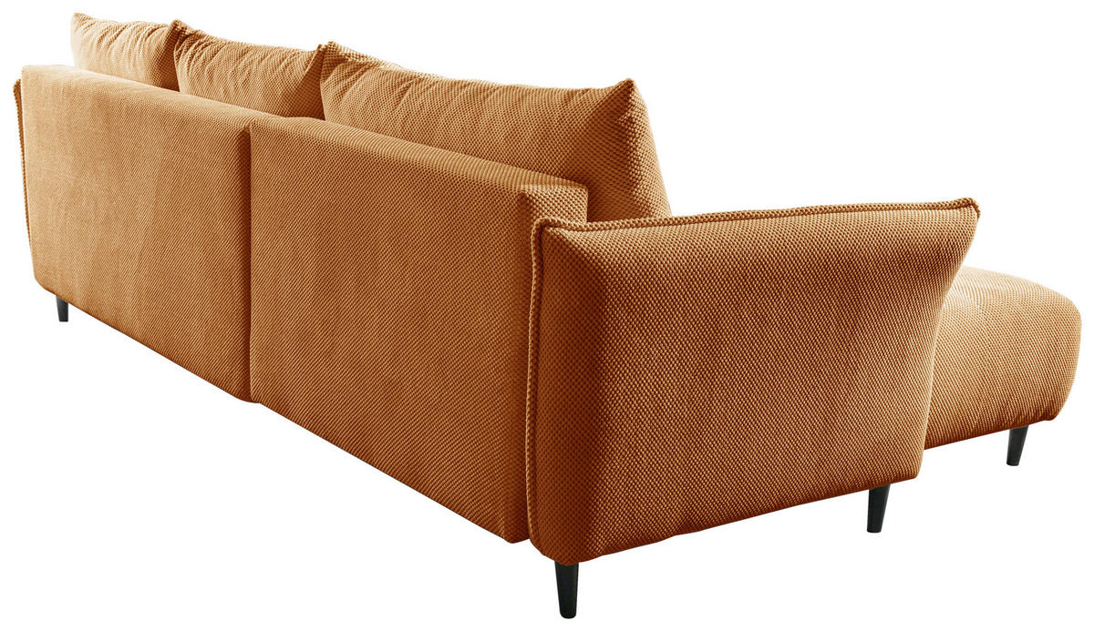 ECKSOFA MONTE CARLO Senfgelb Struktur, Plüsch  - Senfgelb/Schwarz, Trend, Textil (160/290cm) - MID.YOU