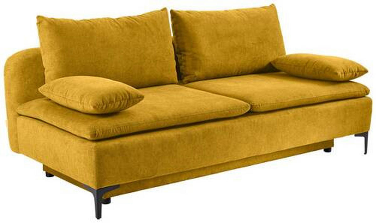 SCHLAFSOFA in Flachgewebe Gelb  - Gelb/Schwarz, Design, Textil/Metall (203/75/100cm) - MID.YOU