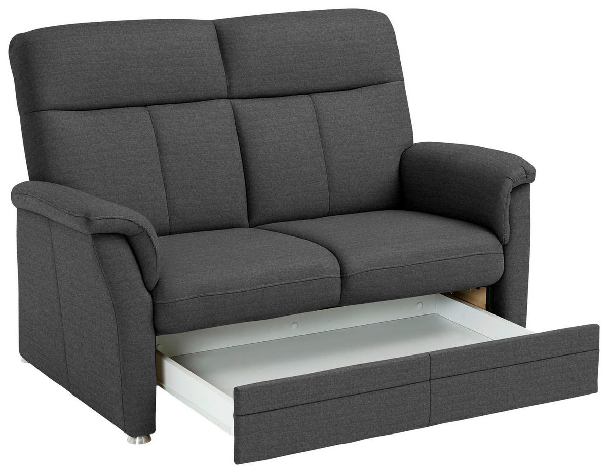 2-SITZER-SOFA Flachgewebe Dunkelgrau  - Dunkelgrau/Alufarben, Konventionell, Textil/Metall (142/100/89cm) - Beldomo Comfort