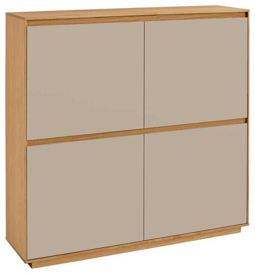 SCHUHSCHRANK Eiche teilmassiv Eiche Bianco, Sandfarben  - Sandfarben/Eiche Bianco, Design, Holz/Holzwerkstoff (127/124/37cm)