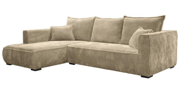 ECKSOFA  in Cord Beige  208/322 cm  - Beige/Schwarz, MODERN, Holz/Textil (208/322cm) - Carryhome